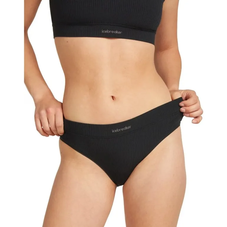 Women Merino Blend Rib Lotus Hipster Black