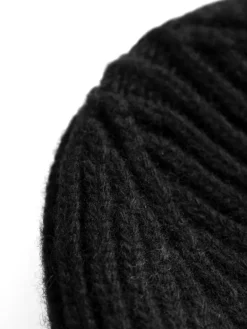 Wool badge beanie Black Jet