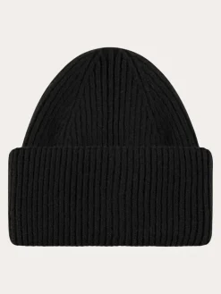 Wool badge beanie Black Jet